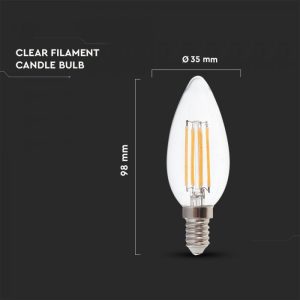 LED крушка 4W E14 4000K филамент VT-1986 V-TAC | AVStore