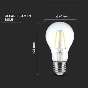 LED крушка 12W E27 4000K филамент VT-2133 V-TAC | AVStore