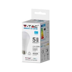 LED крушка 17W A65 4000K Samsung чип VT-217D V-TAC E27 | AVStore