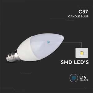 LED крушка 4.5W C37 3000K Samsung чип VT-226 V-TAC E14 | AVStore