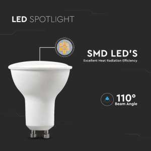 6 броя LED луничка 4.5W GU10 6500K SMD VT-2225 V-TAC | AVStore