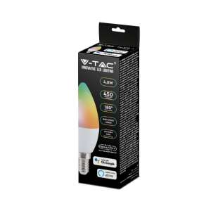 LED крушка SMART 4.8W E14 RGB+WW-CW Wi-Fi управление VT-5114 V-TAC | AVStore
