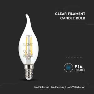 LED крушка 4W 3000K филамент VT-1997 V-TAC E14 | AVStore