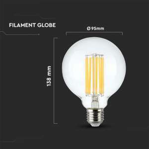 LED крушка 6W G95 3000K филамент VT-1993 V-TAC E27 | AVStore