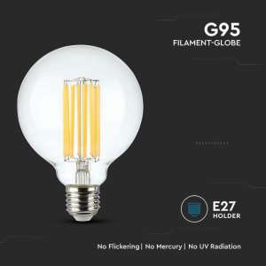 LED крушка 6W G95 3000K филамент VT-1993 V-TAC E27 | AVStore