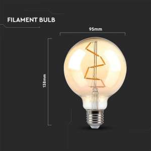 LED крушка 4W G95 2200K филамент VT-2024 V-TAC E27 | AVStore
