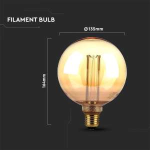 LED крушка 4W G125 1800K Амбър филамент VT-2195 V-TAC E27 | AVStore