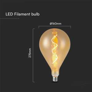LED крушка 4W A160 2700K Амбър филамент спирала VT-2267 V-TAC E27 | Rotozoom