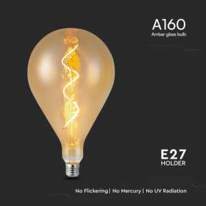 LED крушка 4W A160 2700K Амбър филамент спирала VT-2267 V-TAC E27 | Rotozoom
