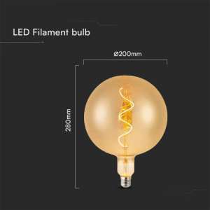 LED крушка 4W G200 2700K Амбър филамент спирала VT-2270 V-TAC E27 | AVStore