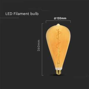 LED крушка 4W ST120 2700K Амбър филамент спирала VT-2273 V-TAC E27 | AVStore