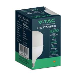LED крушка 40W T120 6500K VT-21040 V-TAC E27 с адаптер за E40 | AVStore