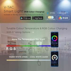 LED крушка SMART 11W A60 RGB+WW+CW Wi-Fi управление VT-5113 V-TAC E27 | AVStore