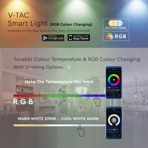 LED крушка SMART 5W G45 RGB+WW-CW Wi-Fi управление VT-5124 V-TAC E27 | AVStore