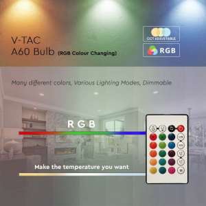 LED крушка SMART с дистанционно управление 8.5W A60 RGB+4000K VT-2229 V-TAC | AVStore