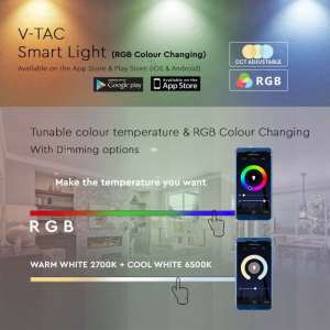 LED крушка SMART 14W A65 E27 RGB+2700K-6500K Wi-Fi управление VT-5142 V-TAC | AVStore