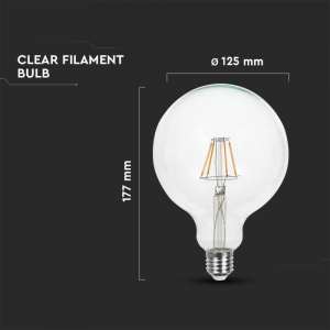 LED крушка 6W G125 6500K филамент VT-2147 V-TAC E27 | AVStore
