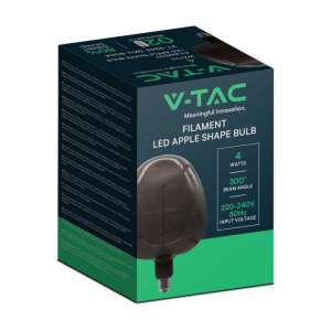 LED крушка 4W 2200K Ябълка черен филамент VT-2263 V-TAC E27 | AVStore