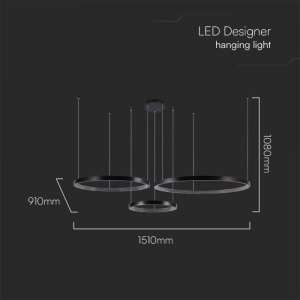 LED пендел акрилен кристал 57W 4000K V-TAC VT-7824 черен | Rotozoom