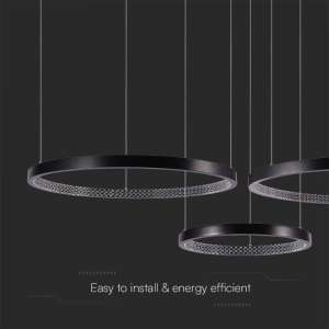LED пендел акрилен кристал 57W 4000K V-TAC VT-7824 черен | Rotozoom