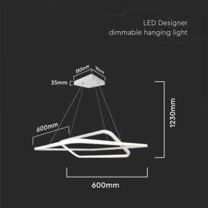 LED пендел правоъгълен 48W 3000K V-TAC VT-7909 бял | Rotozoom