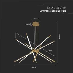 LED пендел златен 42W 3000K V-TAC VT-7922 | AVStore