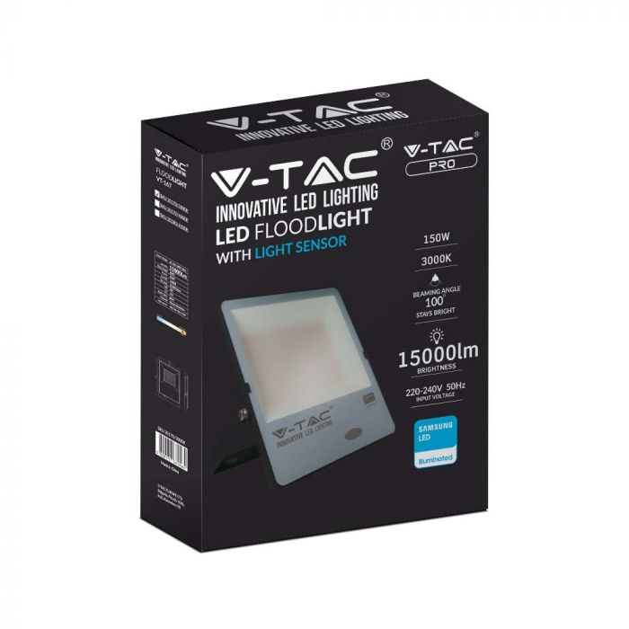 20178-b LED прожектор със сензор 150W 3000K VT-167 V-TAC черен | Rotozoom