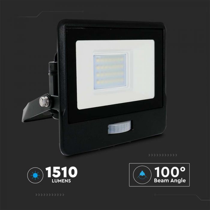 20259-i7_2 LED прожектор със сензор за движение 20W 3000K VT-128S V-TAC черен | Rotozoom