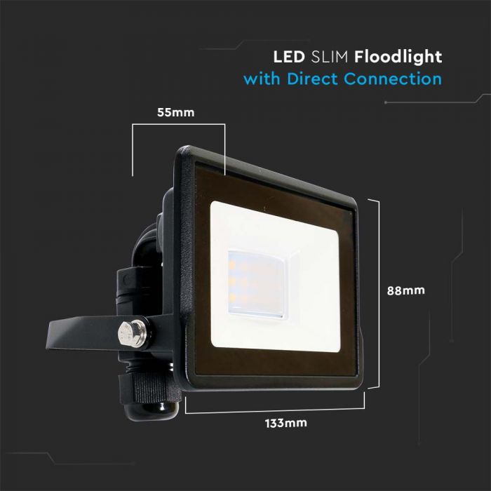 20304-d_2 LED прожектор 10W 6500K Samsung чип VT-118 V-TAC черен | AVStore