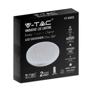 LED плафон кръгъл/блестящ 60/30W 3в1 с дистанционно управление VT-8503 V-TAC бял | Rotozoom