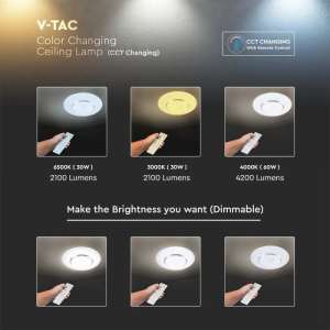 LED плафон кръгъл 60/30W 3в1 с дистанционно управление VT-8504 V-TAC | Rotozoom