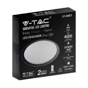 LED плафон кръгъл/блестящ  40/20W 3в1 с дистанционно управление VT-8401 V-TAC бял | Rotozoom