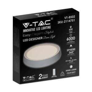 LED плафон кръгъл 60/30W 3в1 с дистанционно управление VT-8502 V-TAC бял | Rotozoom