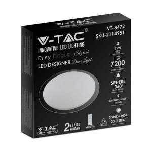 LED плафон кръгъл/блестящ 72/36W 3в1 с дистанционно управление VT-8472 V-TAC бял | Rotozoom