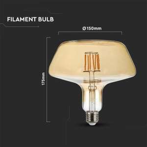 LED крушка 8W T180 1800K Амбър филамент VT-2308 V-TAC E27 | AVStore