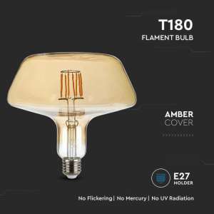 LED крушка 8W T180 1800K Амбър филамент VT-2308 V-TAC E27 | AVStore