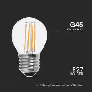 LED крушка 6W G45 6500K филамент VT-2366 V-TAC E27 | AVStore