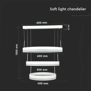 LED пендел 3 ринга 86W 3000K V-TAC VT-82-3D бял | Rotozoom