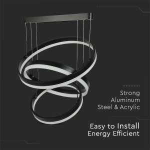 LED пендел 3 ринга 86W 3000K V-TAC VT-82-3D черен | AVStore