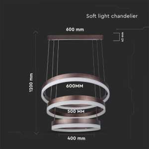 LED пендел 3 ринга 86W 3000K V-TAC VT-82-3D кафяв | Rotozoom
