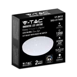 LED плафон кръгъл/блестящ 12W 3в1 VT-8412 V-TAC бял | Rotozoom