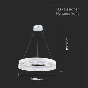 LED пендел бял/кристали 25W 3000K V-TAC VT-7581 | Rotozoom