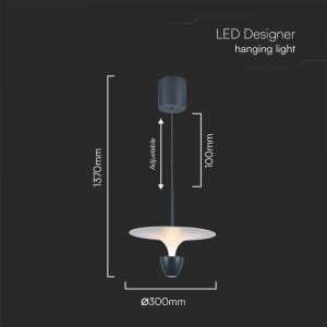 LED пендел Ø300mm 9W 3000K V-TAC VT-7532M сив | Rotozoom