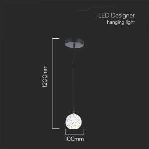Пендел мармор/стъкло Ø100mm V-TAC VT-7986 бял | AVStore