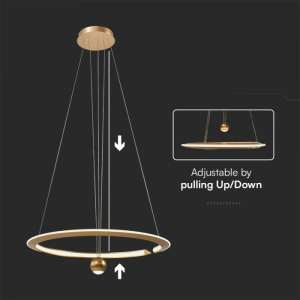 LED пендел с регулируем кабел 45W 3000K V-TAC VT-10126 златист | Rotozoom