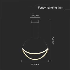 LED пендел Ø500mm 16W 4000K V-TAC VT-10125 черен | Rotozoom