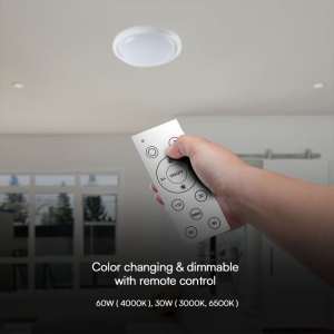 LED плафон кръгъл 60/30W 3в1 с дистанционно управление VT-8566 V-TAC бял | Rotozoom