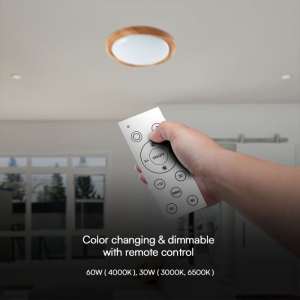LED плафон дървен 60/30W 3в1 с дистанционно управление VT-8559 V-TAC | Rotozoom