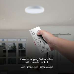 LED плафон кръгъл 40/20W 3в1 с дистанционно управление VT-8563 V-TAC бял | Rotozoom