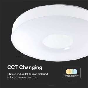 LED плафон кръгъл 60/30W 3в1 с дистанционно управление VT-8566 V-TAC бял | AVStore